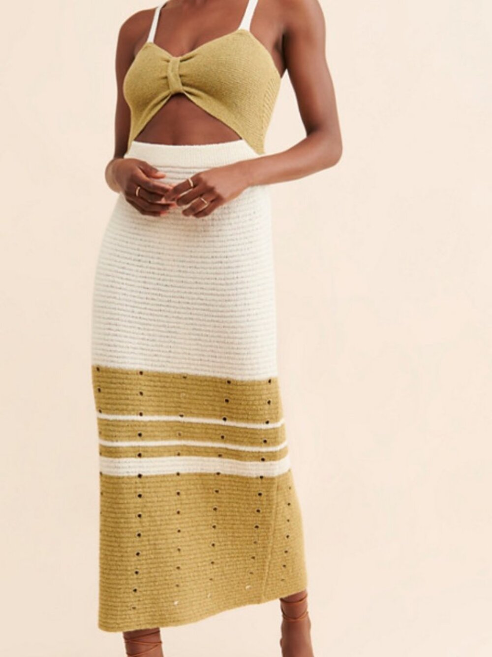 anthropologie OHSEVENDAYS crochet cutout midi dress m